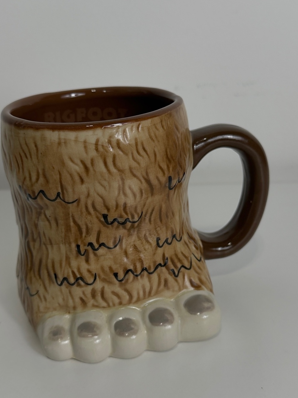 Bigfoot Sasquatch Ceramic Foot Mug Brown Novelty Coffee Cup NEW